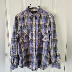 Ralph Lauren Black Label 100% Cotton Preppy Plaid Long Sleeve Shirt Sz‎ L